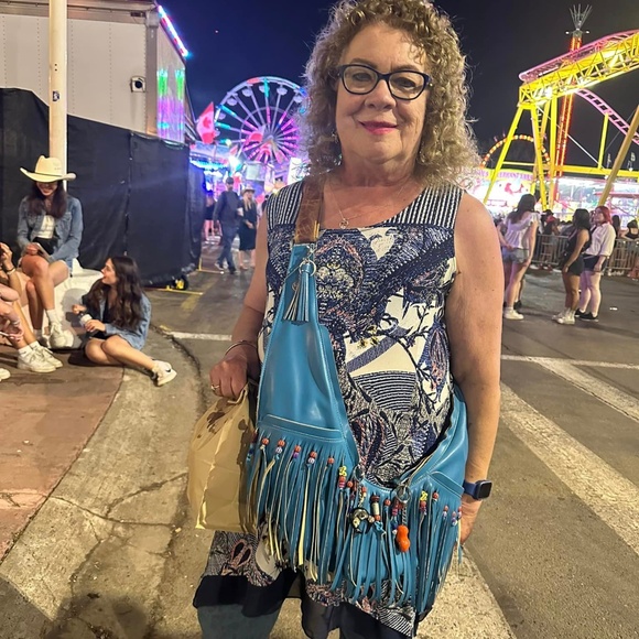 Blue Fringe Crossbody Bag with Bohemian Flair - Picture 6 of 9